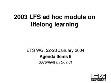 2003 LFS ad hoc module on lifelong learning