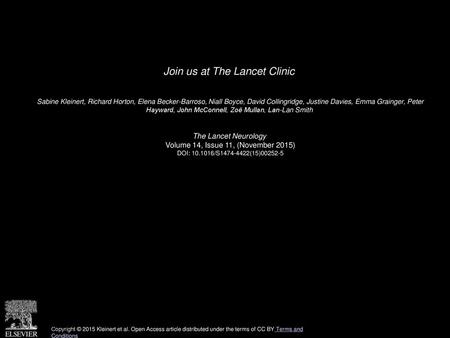 Join us at The Lancet Clinic