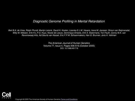 Diagnostic Genome Profiling in Mental Retardation
