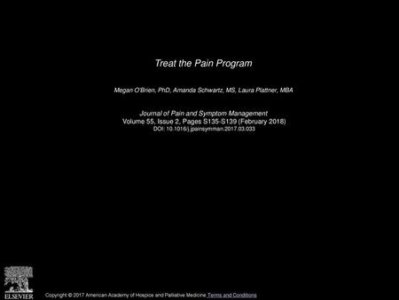 Treat the Pain Program Journal of Pain and Symptom Management