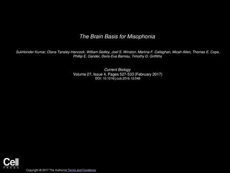 The Brain Basis for Misophonia