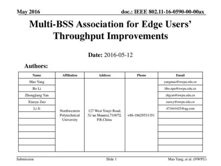 Multi-BSS Association for Edge Users’ Throughput Improvements