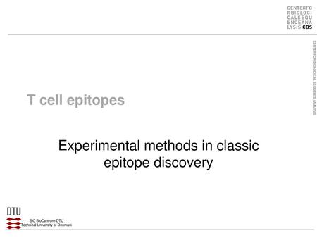 Experimental methods in classic epitope discovery