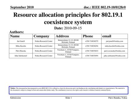 Resource allocation principles for coexistence system