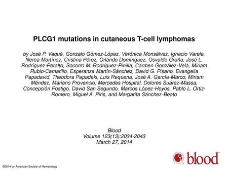 PLCG1 mutations in cutaneous T-cell lymphomas