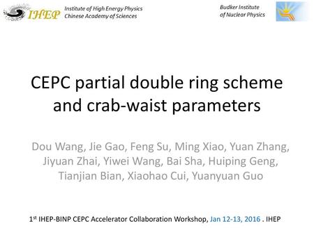 CEPC partial double ring scheme and crab-waist parameters