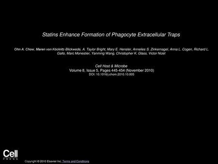 Statins Enhance Formation of Phagocyte Extracellular Traps