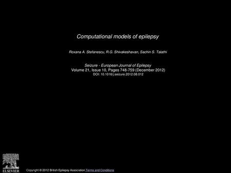 Computational models of epilepsy