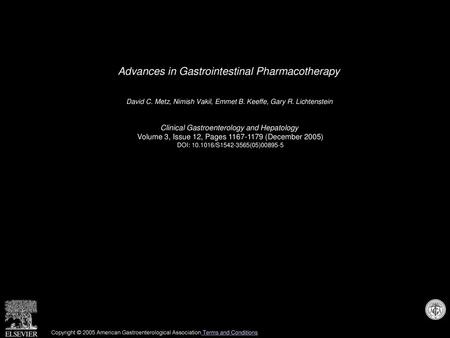 Advances in Gastrointestinal Pharmacotherapy