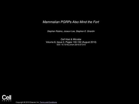 Mammalian PGRPs Also Mind the Fort