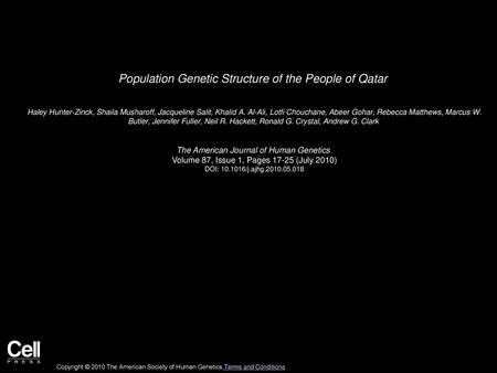 Population Genetic Structure of the People of Qatar
