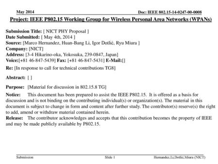 <month year> <doc.: IEEE doc> May 2014