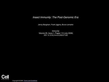 Insect Immunity: The Post-Genomic Era