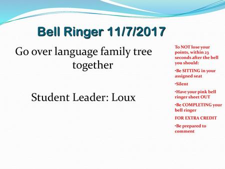 Go over language family tree together