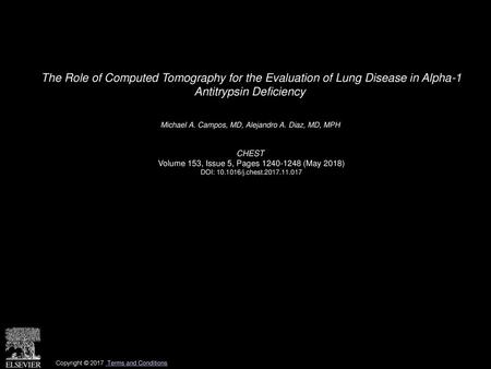 Michael A. Campos, MD, Alejandro A. Diaz, MD, MPH  CHEST 