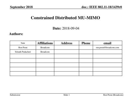 Constrained Distributed MU-MIMO