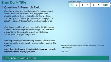 Slam Dunk Title 1. Question & Research Task