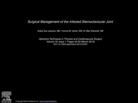 Surgical Management of the Infected Sternoclavicular Joint