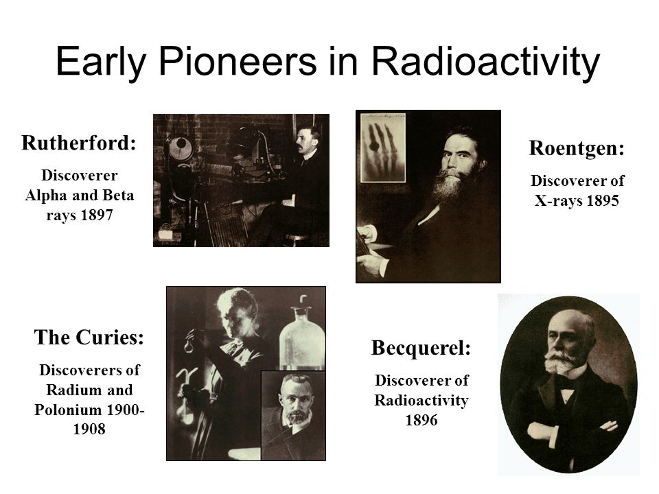 Early Pioneers In Radioactivity Roentgen Discoverer Of X Rays 15 Becquerel Discoverer Of Radioactivity 16 The Curies Discoverers Of Radium And Polonium Ppt Download