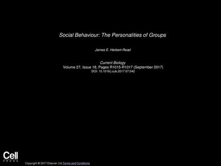 Social Behaviour: The Personalities of Groups