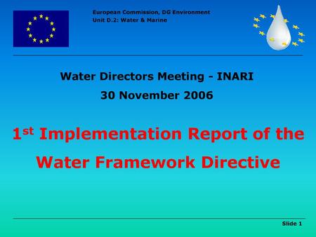 1st Implementation Report of the Water Framework Directive