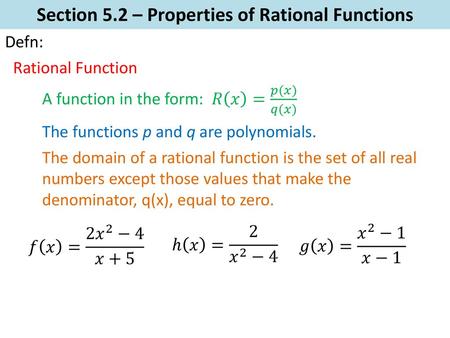 Rational Functions Intro Chapter 4 4 Let X To Find Y Intercepts A Rational Function Is The Of Two Polynomials Ratio Graphs Of Rational Ppt Download