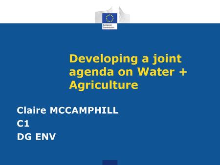 Developing a joint agenda on Water + Agriculture