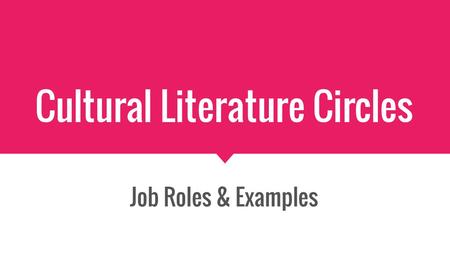 Cultural Literature Circles