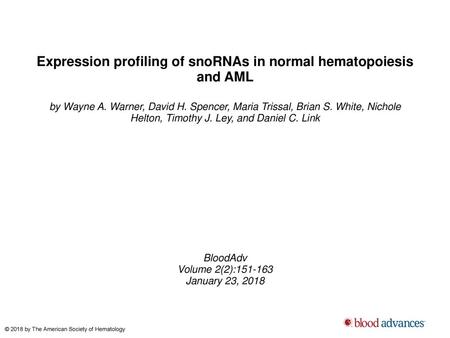 Expression profiling of snoRNAs in normal hematopoiesis and AML