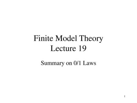Finite Model Theory Lecture 8 Ppt Download