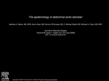 The epidemiology of abdominal aortic diameter