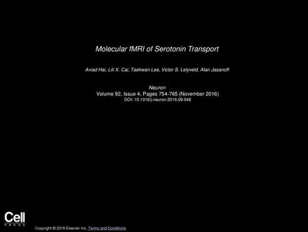 Molecular fMRI of Serotonin Transport