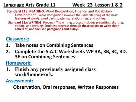 Language Arts Grade 11 Week 23 Lesson 1 & 2