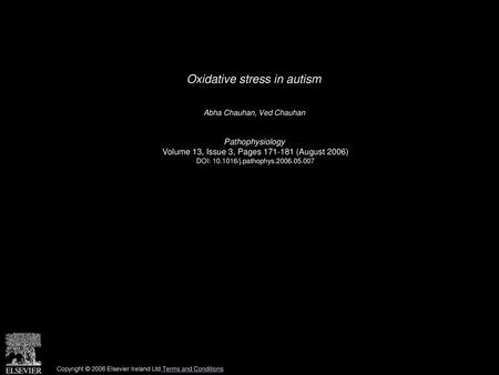 Oxidative stress in autism