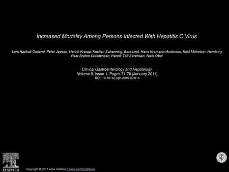 Increased Mortality Among Persons Infected With Hepatitis C Virus