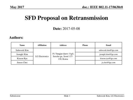SFD Proposal on Retransmission
