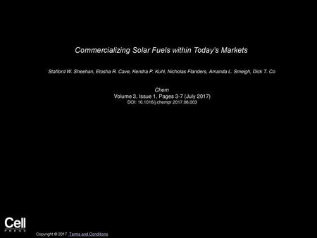 Commercializing Solar Fuels within Today’s Markets