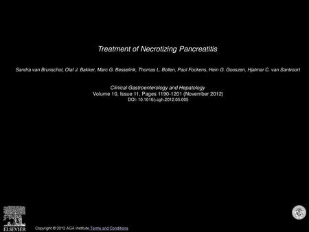 Treatment of Necrotizing Pancreatitis