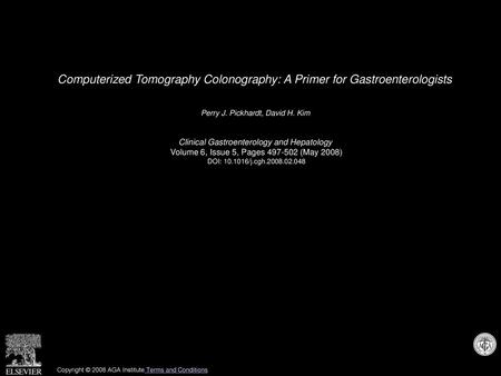 Computerized Tomography Colonography: A Primer for Gastroenterologists
