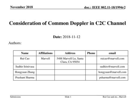 Consideration of Common Doppler in C2C Channel