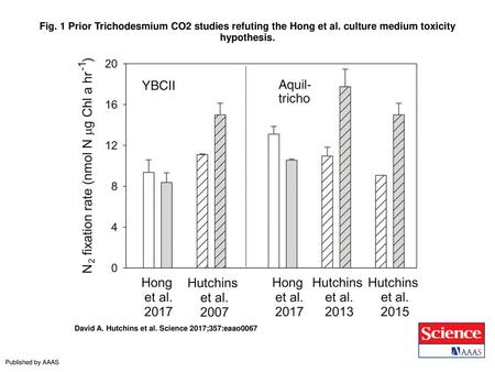 Fig. 1 Prior Trichodesmium CO2 studies refuting the Hong et al