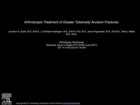 Arthroscopic Treatment of Greater Tuberosity Avulsion Fractures