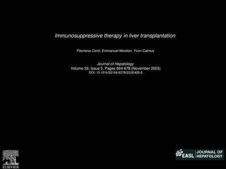Immunosuppressive therapy in liver transplantation