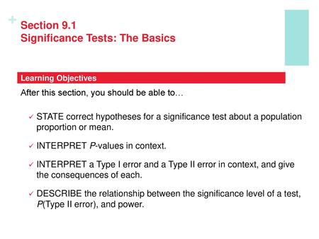 Section 9.1 Significance Tests: The Basics