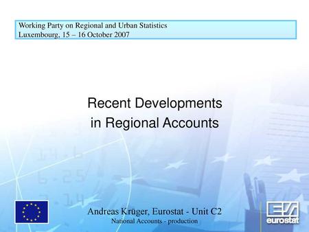 Andreas Krüger, Eurostat - Unit C2 National Accounts - production