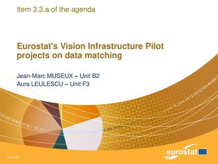Eurostat's Vision Infrastructure Pilot projects on data matching