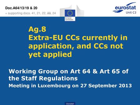 Ag.8 Extra-EU CCs currently in application, and CCs not yet applied