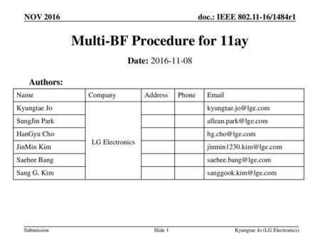Multi-BF Procedure for 11ay
