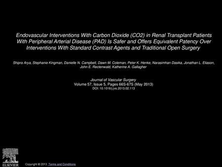 Endovascular Interventions With Carbon Dioxide (CO2) in Renal Transplant Patients With Peripheral Arterial Disease (PAD) Is Safer and Offers Equivalent.
