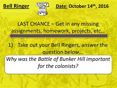 Bell Ringer Date: October 14th, 2016